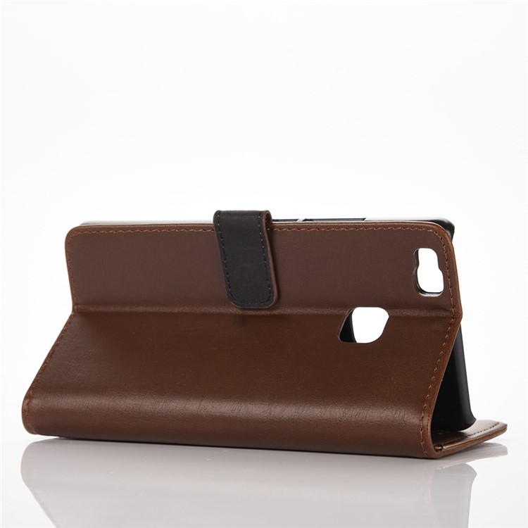 Retro Style Leather Wallet Card Holder Cover for Huawei P9 Lite - Coffee-4