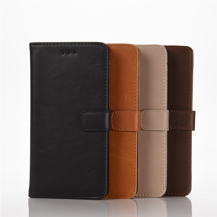 Retro Style Leather Wallet Card Holder Cover for Huawei P9 Lite - Coffee-5