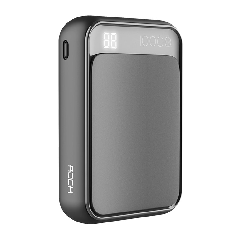 ROCK P63 Mini Digital Display 10000mAh Power Bank Micro USB/Type-C Dual Inputs - Black-2