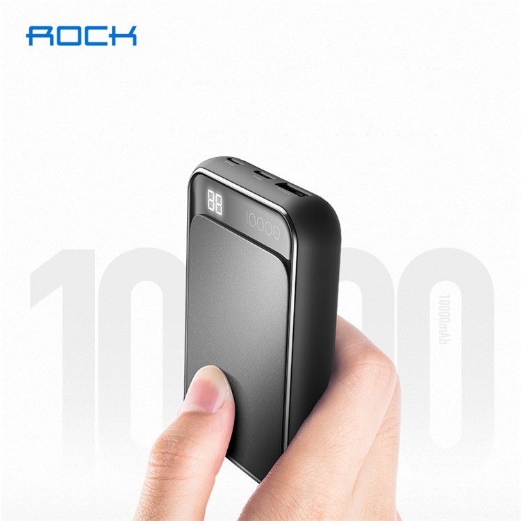 Mini Entradas Digitais Usb / Type-c Do Banco Do Poder Da Exposição 10000mah Da ROCHA P63 Mini - Preto-5