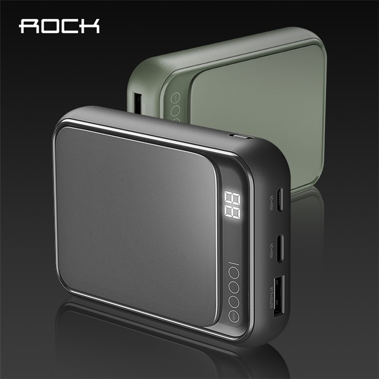 ROCK P63 Mini Digital Display 10000mAh Power Bank Micro USB/Type-C Dual Inputs - Black-6