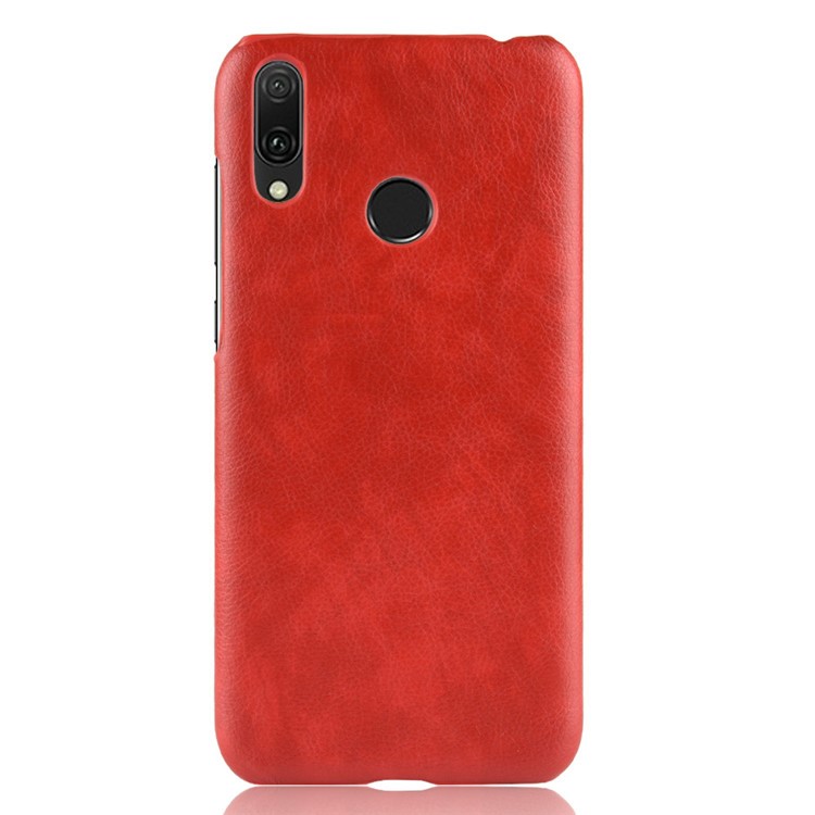 Litchi Texture PU Leather Coated PC Hard Cover Case for Huawei Y7 (2019) - Red-3