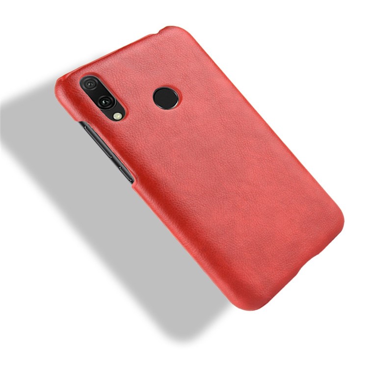 Litchi Textur PU Lederbeschichteter PC Hartes Cover -hülle Für Huawei Y7 (2019) - Rot