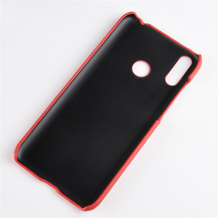 Litchi Texture PU Leather Coated PC Hard Cover Case for Huawei Y7 (2019) - Red-6