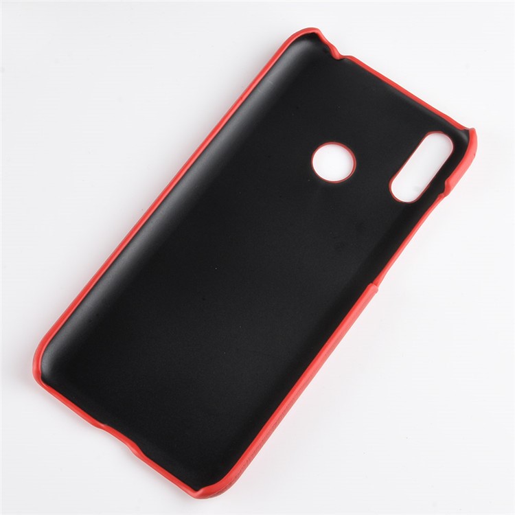 Litchi Textur PU Lederbeschichteter PC Hartes Cover -hülle Für Huawei Y7 (2019) - Rot-6