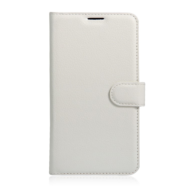 Litchi Grain Folio Flip Leather Stand Cover for Huawei P9 Lite - White-1