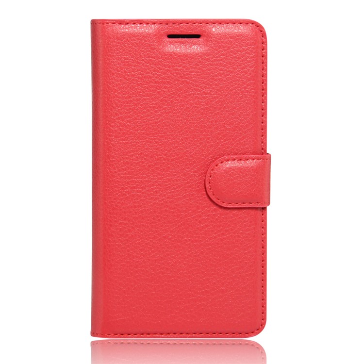 Litchi Grain Flip Leather Wallet Stand Case for Huawei P9 Lite - Red-1