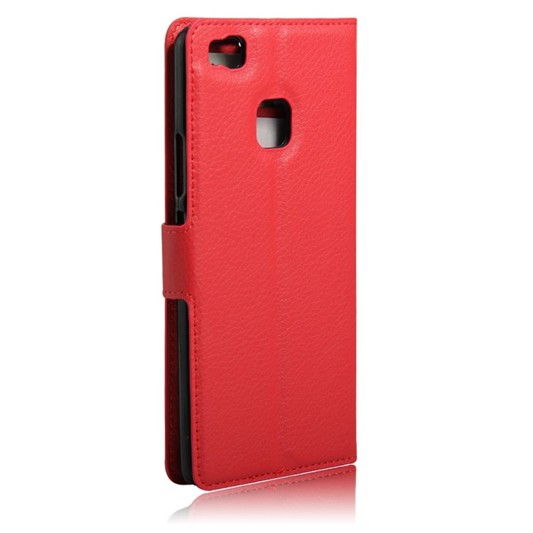 Litchi Grain Flip Leather Wallet Stand Case for Huawei P9 Lite - Red-2