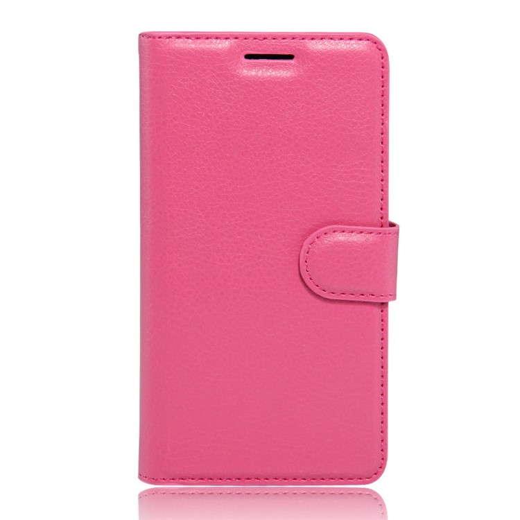 Litchi Grain Leather Case Stand Card Holder for Huawei P9 Lite - Rose-1
