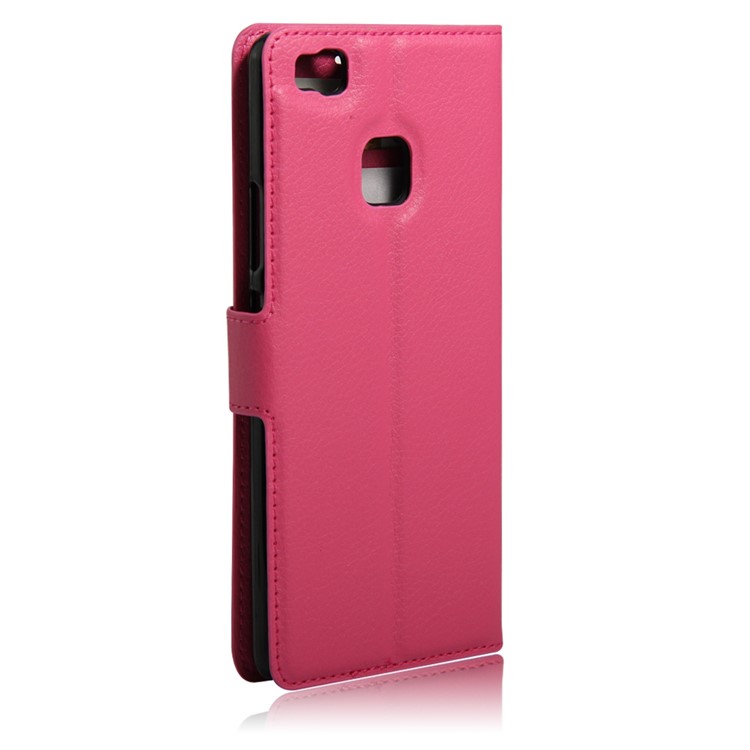 Litchi Grain Leather Case Stand Card Holder for Huawei P9 Lite - Rose-2
