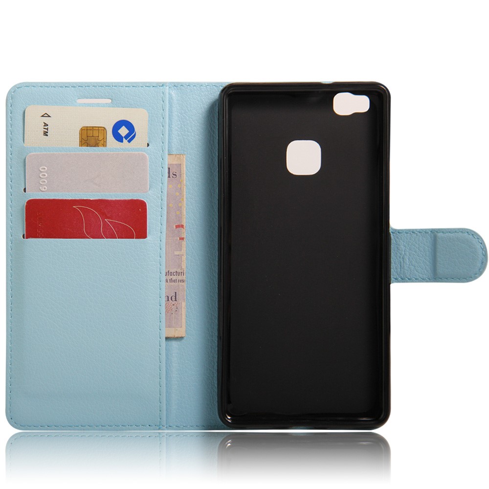 Litchi Grain Magnetic Flip Leather Cover for Huawei P9 Lite - Blue-3