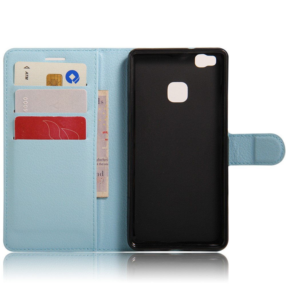 Couverture en Cuir Flip Magnétique Litchi Grain Pour Huawei P9 Lite - Bleu