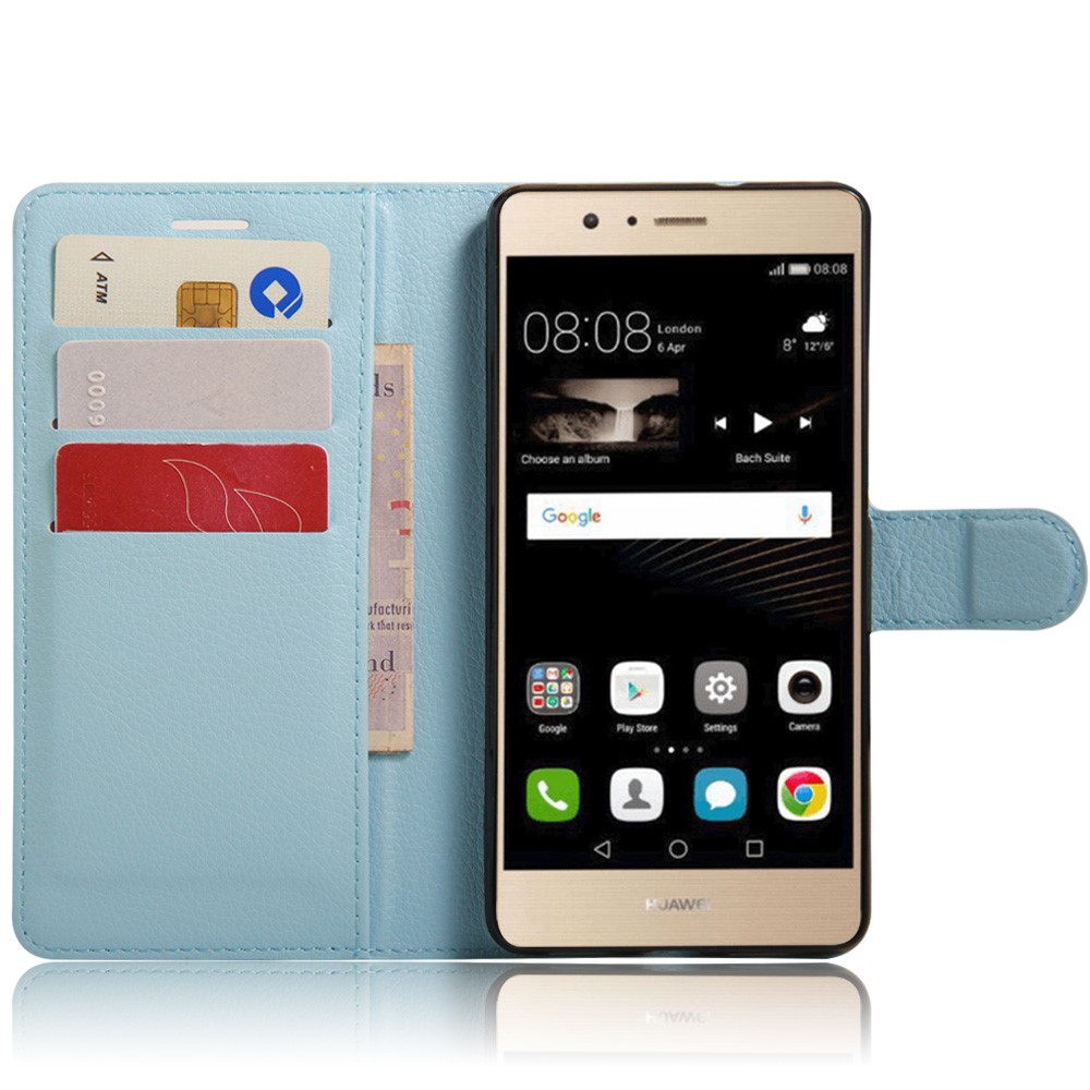 Litchi Grin Flip Magnetic Flip Cover Para Huawei P9 Lite - Azul