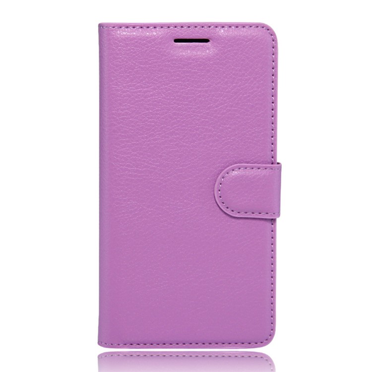 Litchi Grain Leather Wallet Cover Case for Huawei P9 Lite - Purple-1