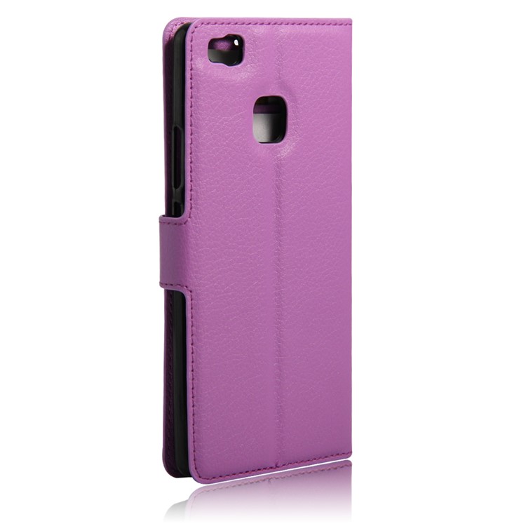 Litchi Grain Leather Wallet Cover Case for Huawei P9 Lite - Purple-2