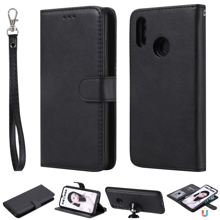 Magnético Destacável 2-em-1 Carteira Estojo De Couro Para Huawei Honor 10 Lite / P Inteligente (2019) - Preto-1