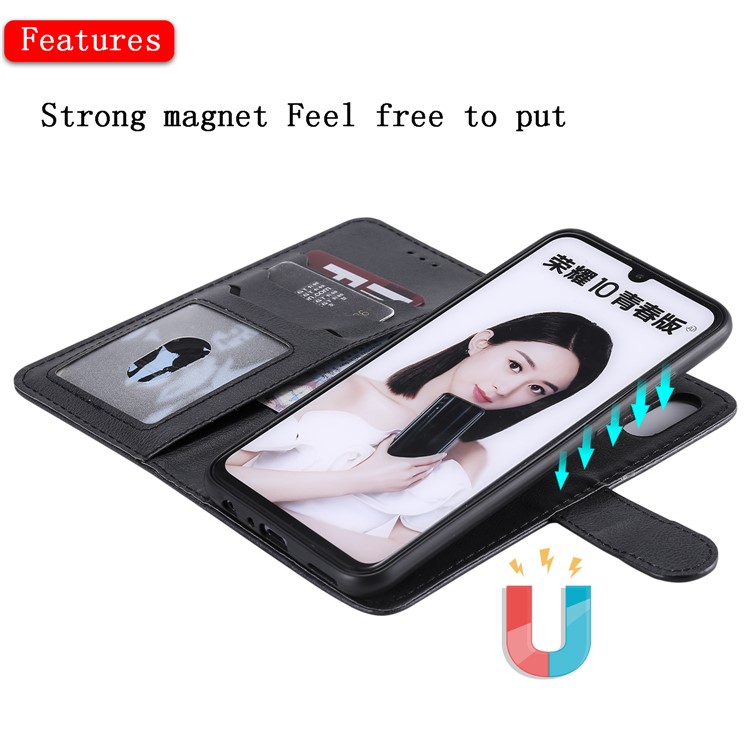 Magnético Destacável 2-em-1 Carteira Estojo De Couro Para Huawei Honor 10 Lite / P Inteligente (2019) - Preto-7