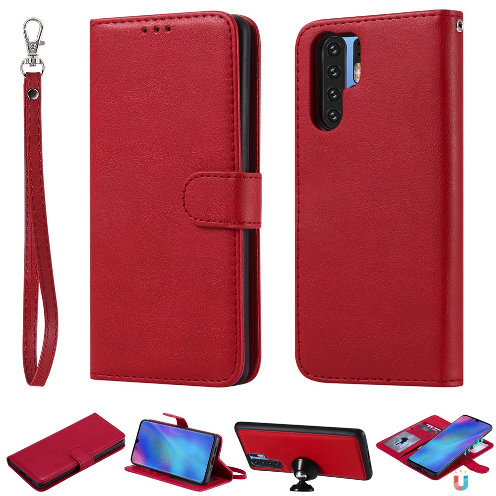 Magnetic Detachable 2-in-1 Wallet Leather Stand Cover for Huawei P30 Pro - Red-1