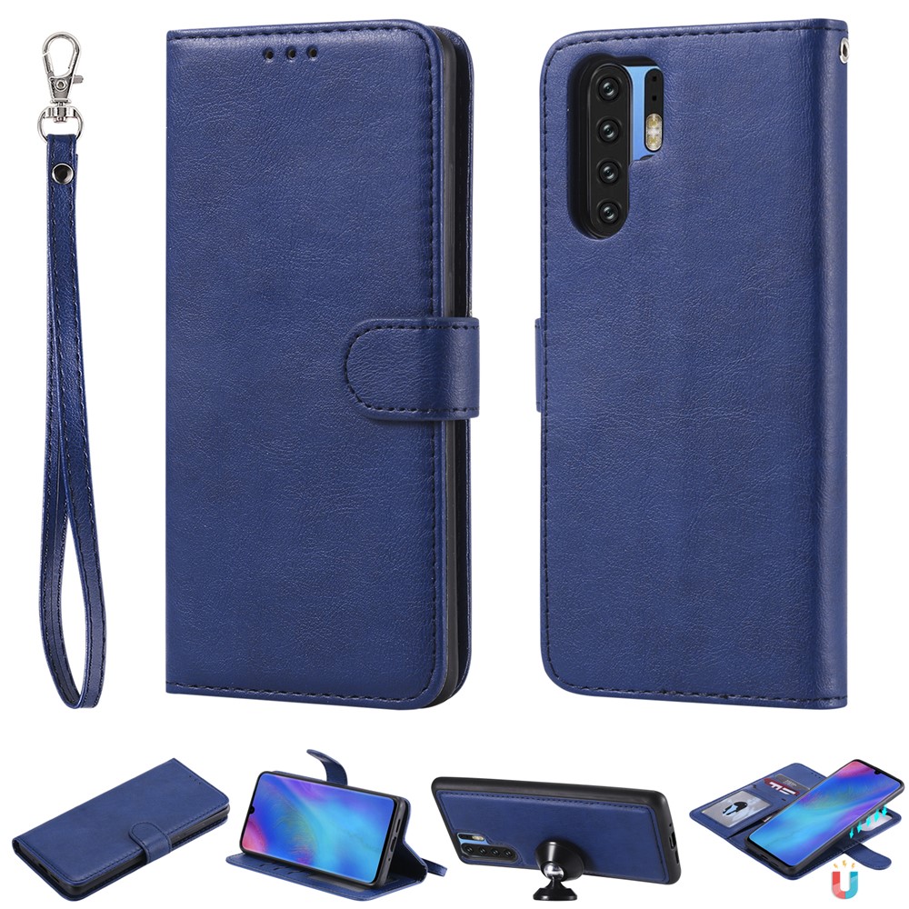 Magnetic Detachable 2-in-1 Wallet Leather Stand Casing for Huawei P30 Pro - Blue-1