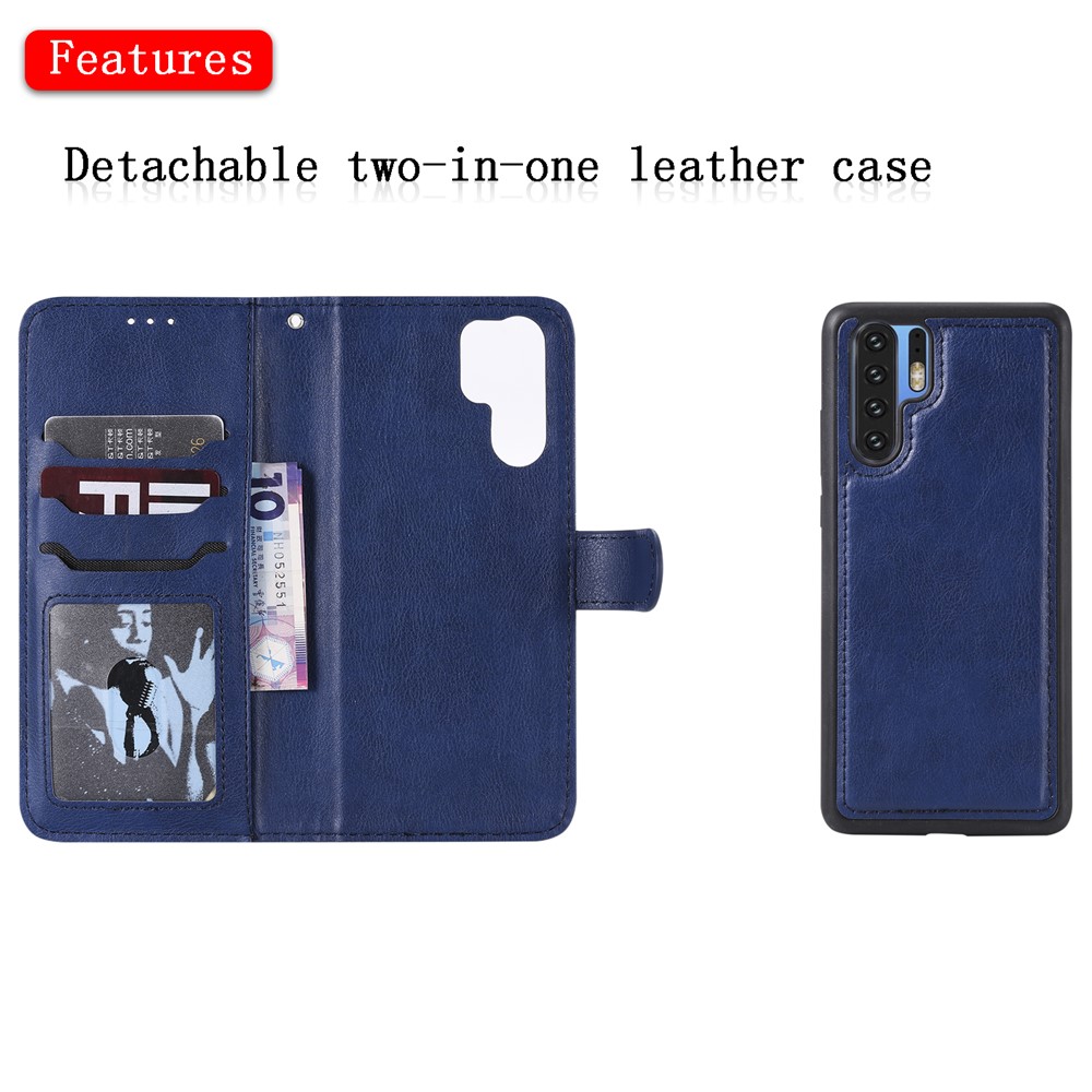 Magnetic Detachable 2-in-1 Wallet Leather Stand Casing for Huawei P30 Pro - Blue-4