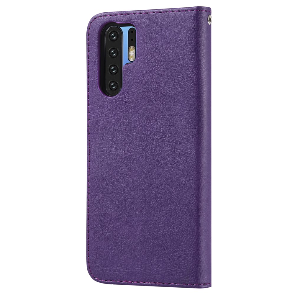 Magnetic Detachable 2-in-1 Wallet Leather Stand Case for Huawei P30 Pro - Purple-3