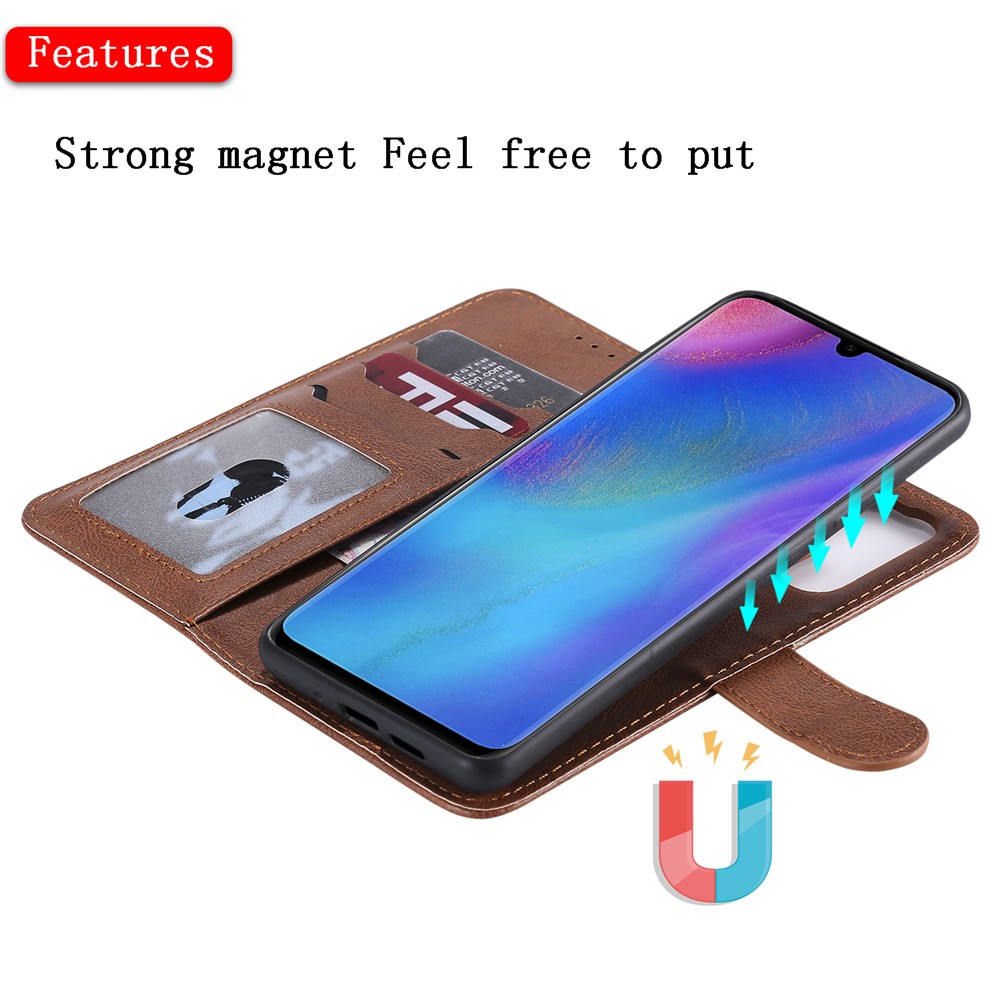 Magnetic Detachable 2-in-1 Wallet Leather Stand Case for Huawei P30 Pro - Brown-5