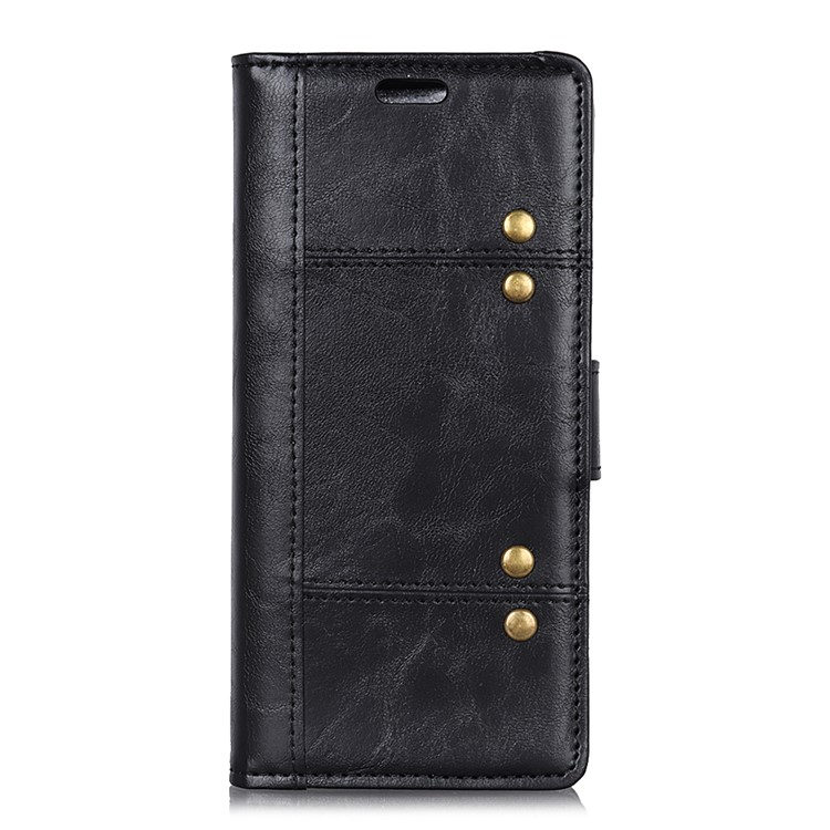 Rivet Decorated Leather Stand Wallet Magnetic Case for Huawei Y7 (2019) - Black-2