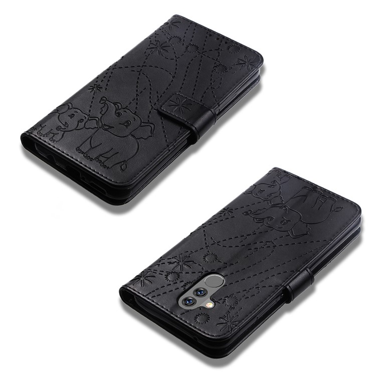 Imprinted Elephant Pattern Leather Wallet Case for Huawei Mate 20 Lite - Black-8