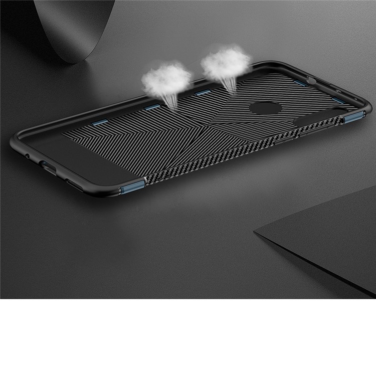 For Huawei nova 4 Carbon Fiber Texture TPU PC Combo Cover Protector with Magnetic Ring Holder - Baby Blue-11