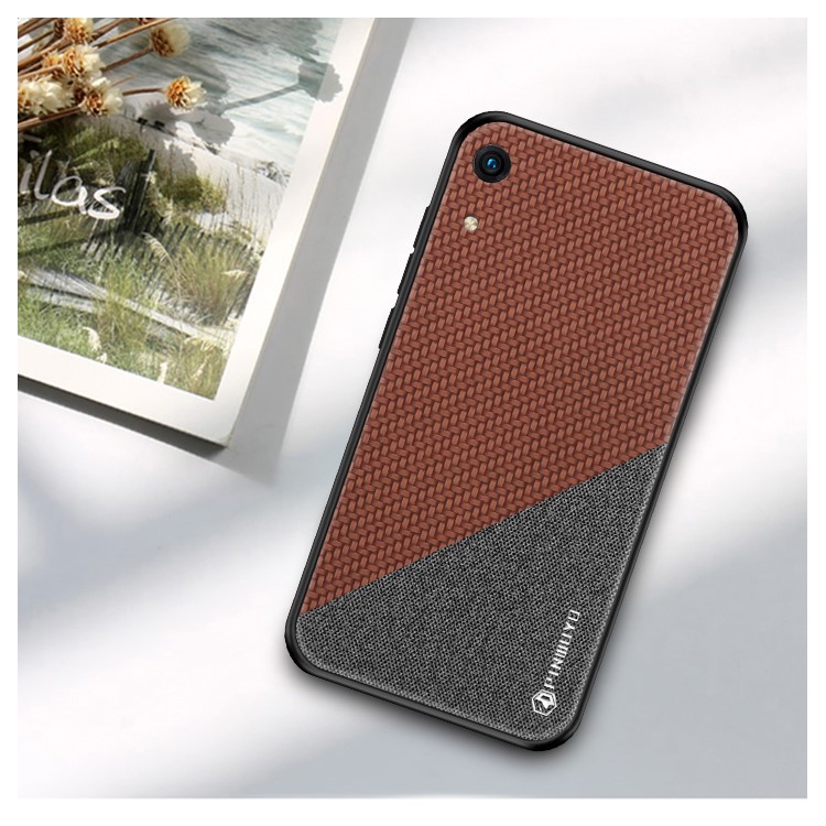PINWUYO Honors Series PU Leather Coated TPU Cell Phone Cover for Huawei Honor 8A - Brown