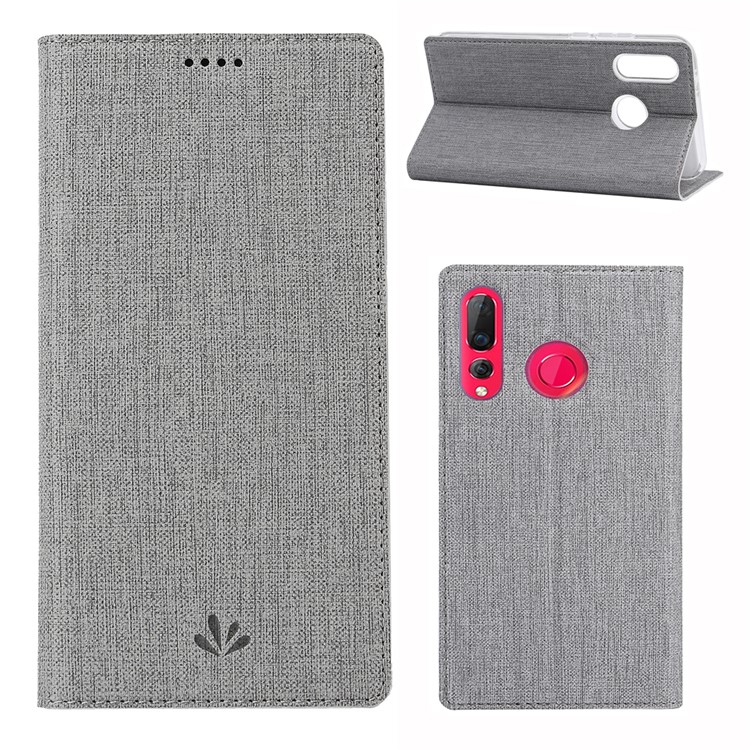 VILI DMX Cross Texture Leather Stand Case with Card Slot for Huawei nova 4 - Grey-1