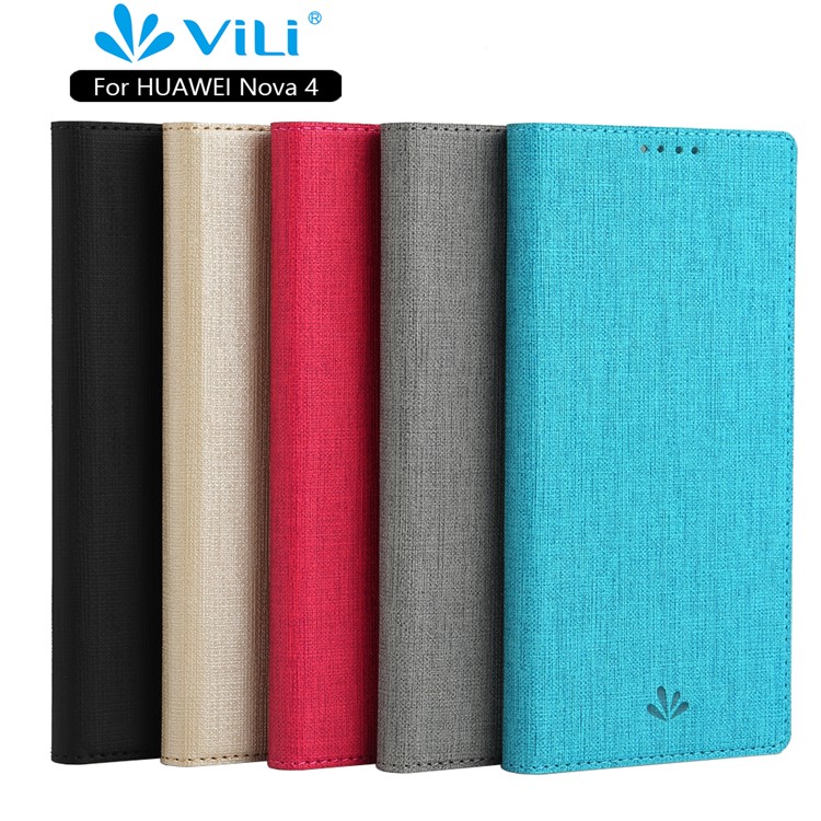 VILI DMX Cross Texture Leather Stand Case with Card Slot for Huawei nova 4 - Grey-14