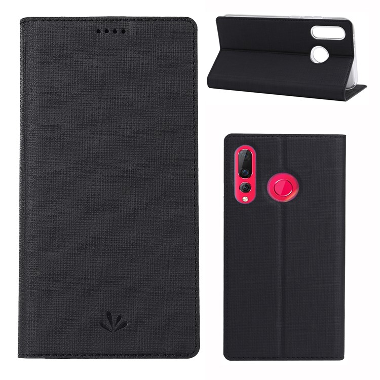 VILI DMX Cross Texture Leather Stand Case with Card Slot for Huawei nova 4 - Black-1
