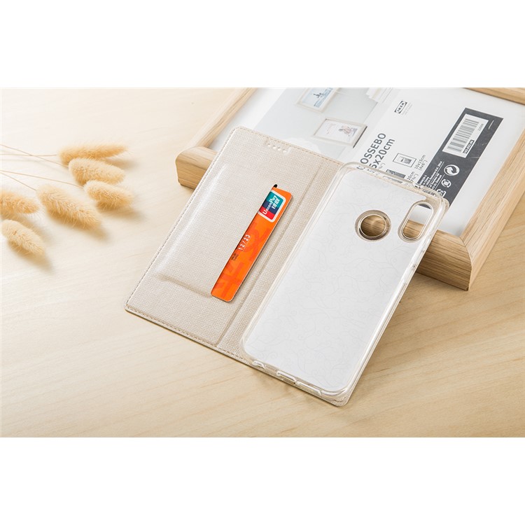 Custodia In Pelle VILI DMX Cross Texture Con Slot Per Schede Per Huawei Nova 4 - Oro-5