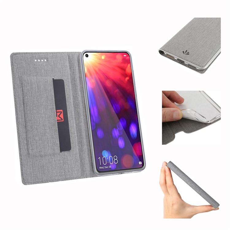 VILI DMX Cross Texture Leather Card Holder Mobile Cover for Huawei Honor View 20/V20 - Grey-2