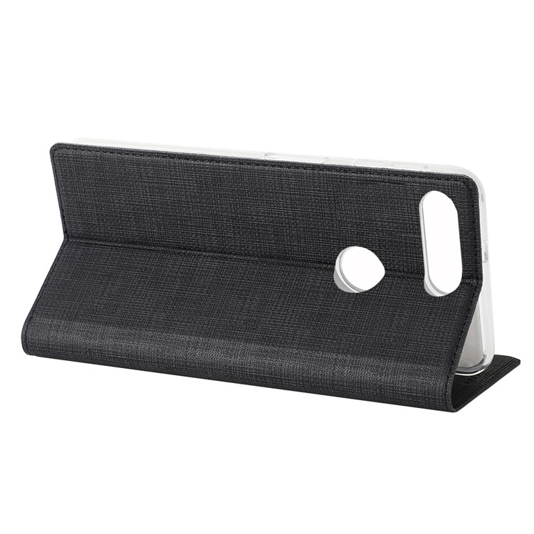 VILI DMX Kreuz Textur Leder Kartenhalter Handyhülle Für Huawei Ehre Ansicht 20 / V20 - Schwarz-4