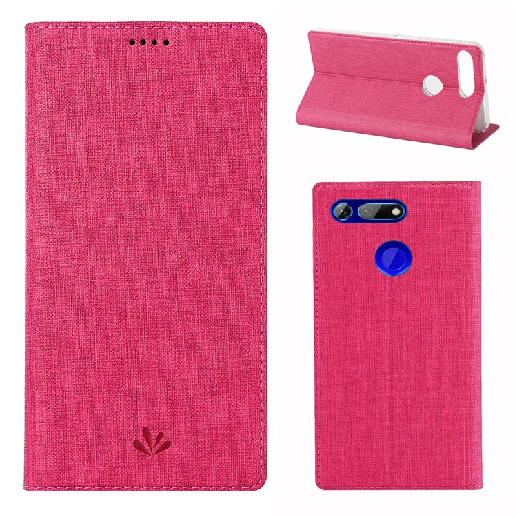 VILI DMX Cross Texture Leather Card Holder Mobile Cover for Huawei Honor View 20/V20 - Rose-1