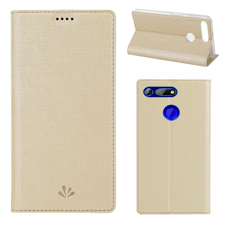 VILI DMX Cross Texture Leather Card Holder Mobile Cover for Huawei Honor View 20/V20 - Gold-1