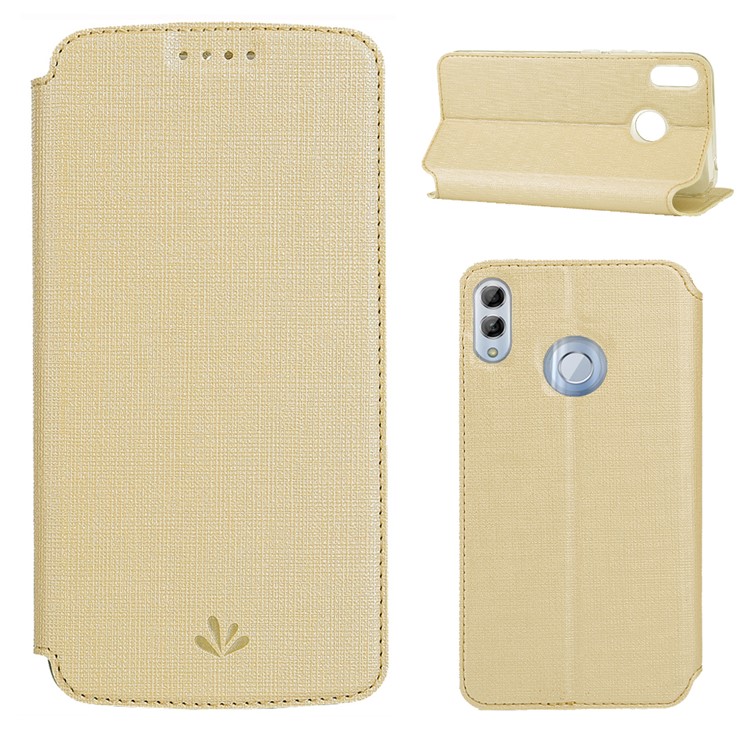VILI DMX Cross Texture Card Slot Leather Stand Cover for Huawei Honor 10 Lite / P Smart (2019) - Gold-1