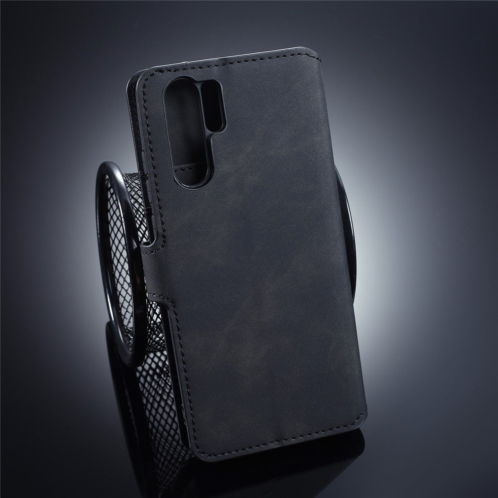 DG.MING Retro Style Wallet Leather Stand Case for Huawei P30 Pro - Black-2