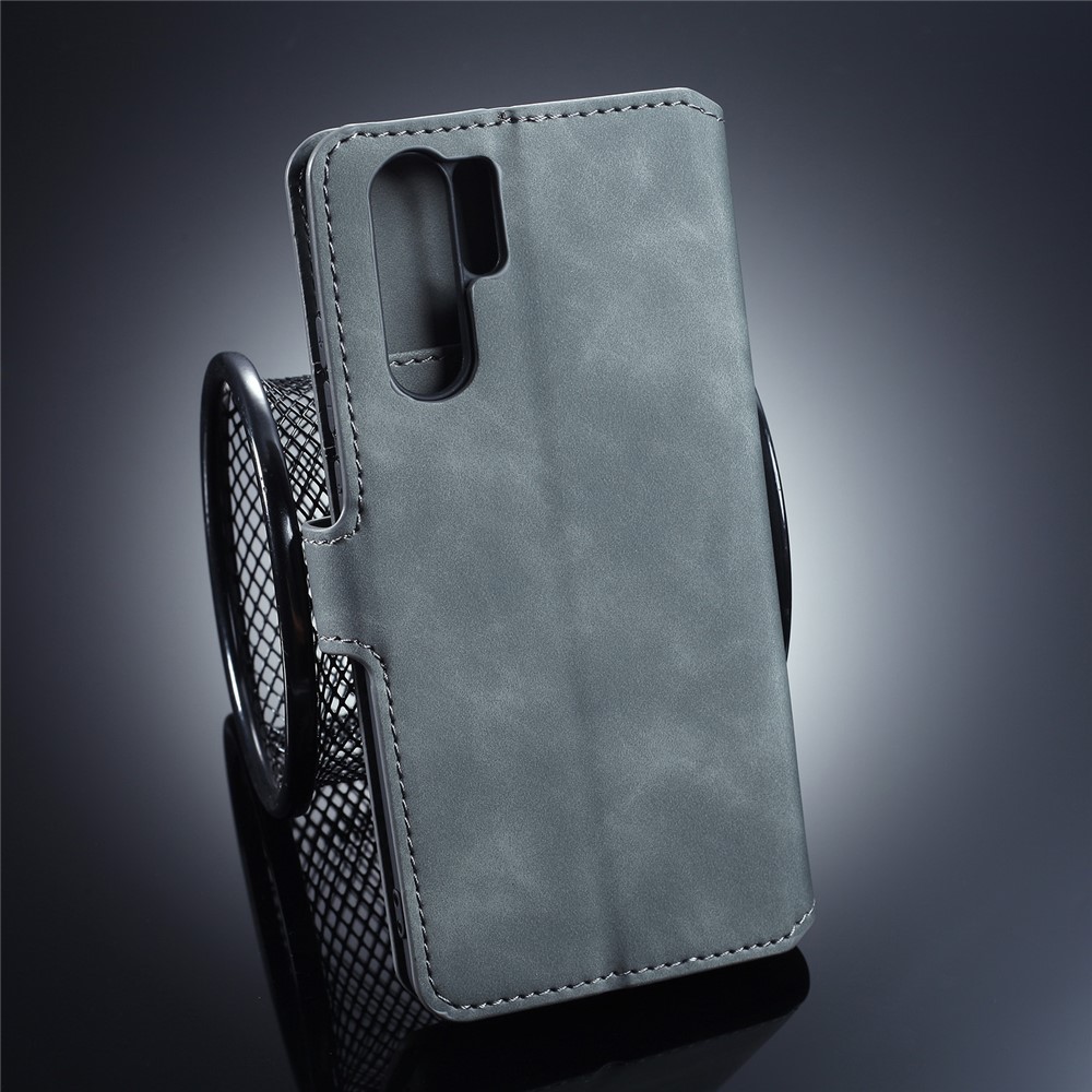 DG.MING Retro Style Wallet Leather Stand Case for Huawei P30 Pro - Grey-2