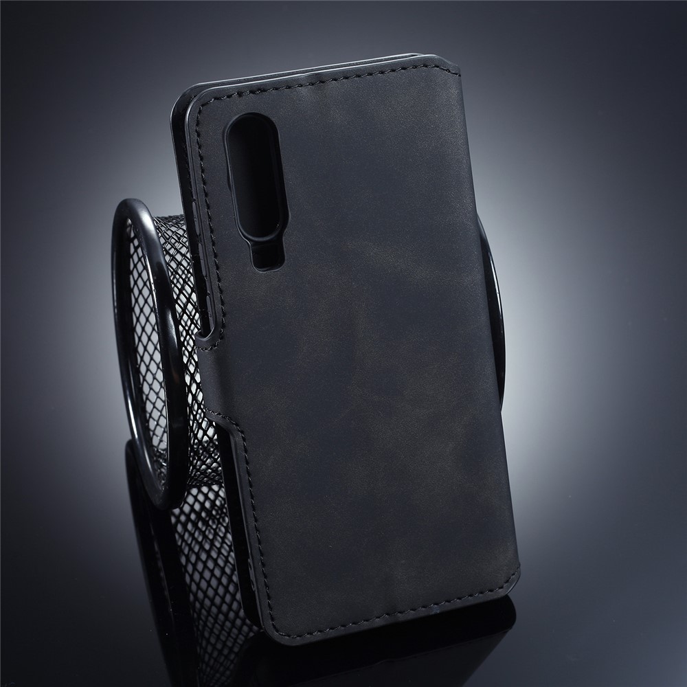 DG.MING Retro Style Leather Wallet Case for Huawei P30 - Black-2