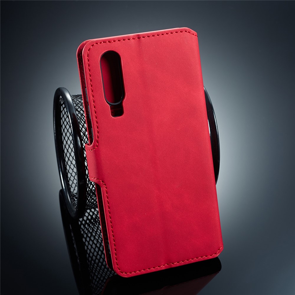 Dg. Capa de Carteira de Couro de Estilo Retro Ming Para Huawei P30 - Vermelho