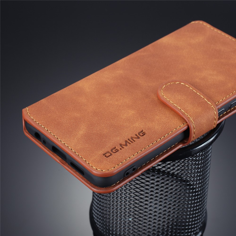 DG.MING Retro Style Leather Wallet Case for Huawei P30 - Brown-9
