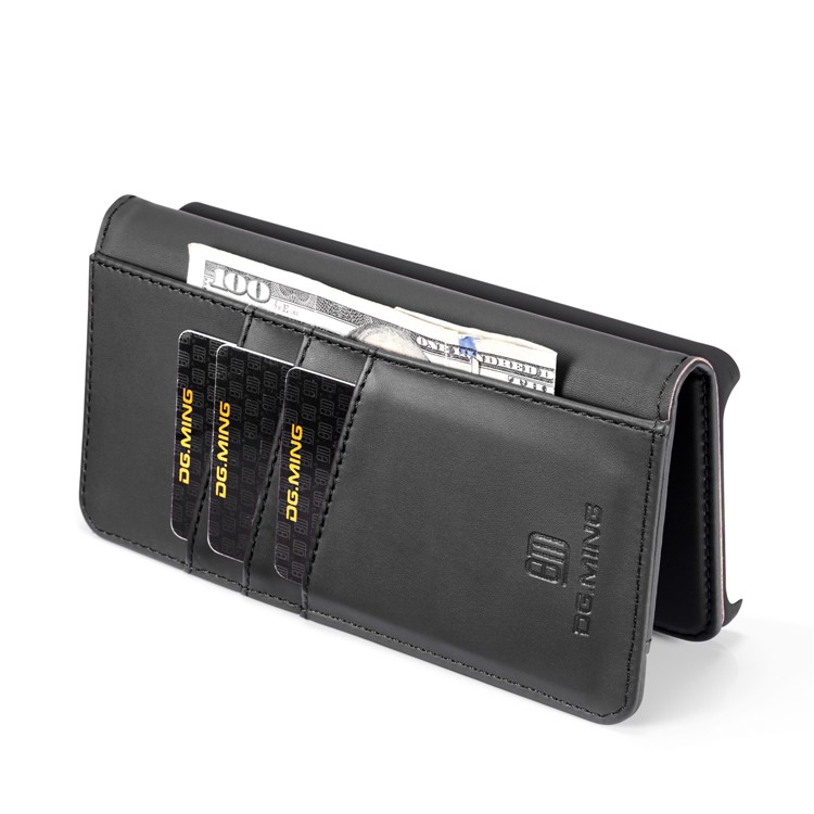 DG.MING Detachable 2-in-1 Split Leather Wallet Shell + PC Back Case for Huawei P30 Pro - Black-10
