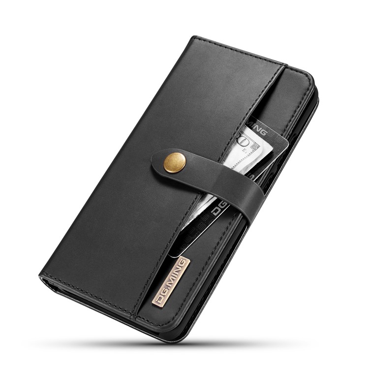 DG.MING Detachable 2-in-1 Split Leather Wallet Shell + PC Back Case for Huawei P30 Pro - Black-12
