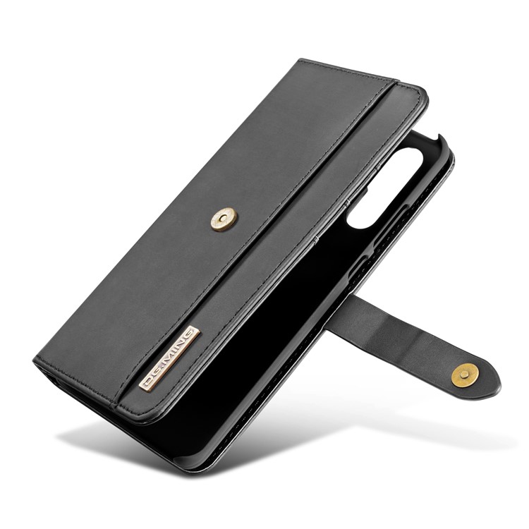 DG.MING Detachable 2-in-1 Split Leather Wallet Shell + PC Back Case for Huawei P30 Pro - Black-14