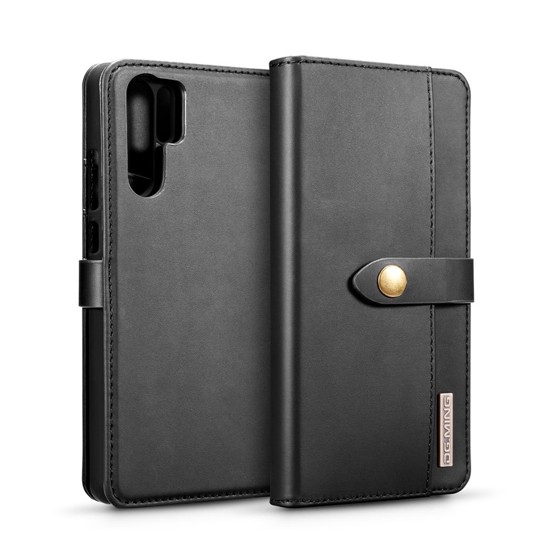 DG.MING Detachable 2-in-1 Split Leather Wallet Shell + PC Back Case for Huawei P30 Pro - Black-2