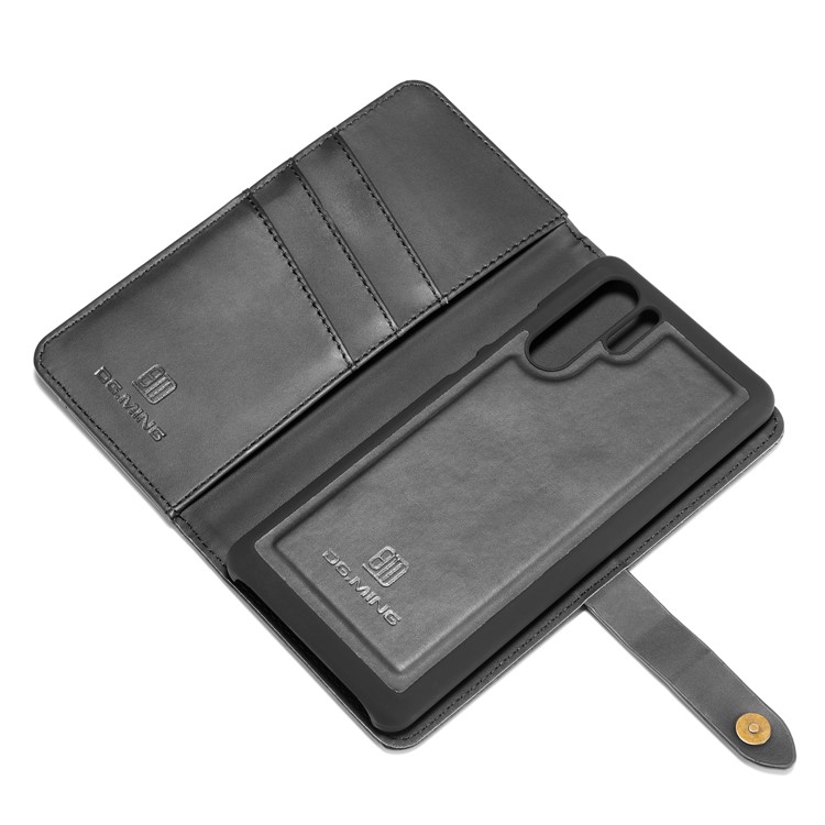 DG.MING Detachable 2-in-1 Split Leather Wallet Shell + PC Back Case for Huawei P30 Pro - Black-6