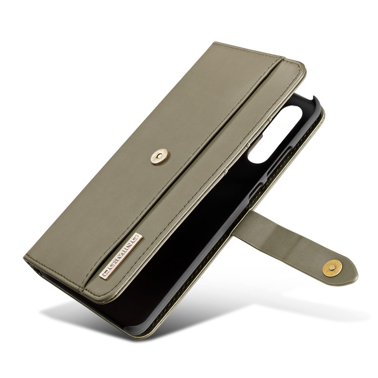DG.MING Detachable 2-in-1 Split Leather Wallet Shell + PC Back Case for Huawei P30 Pro - Army Green-14